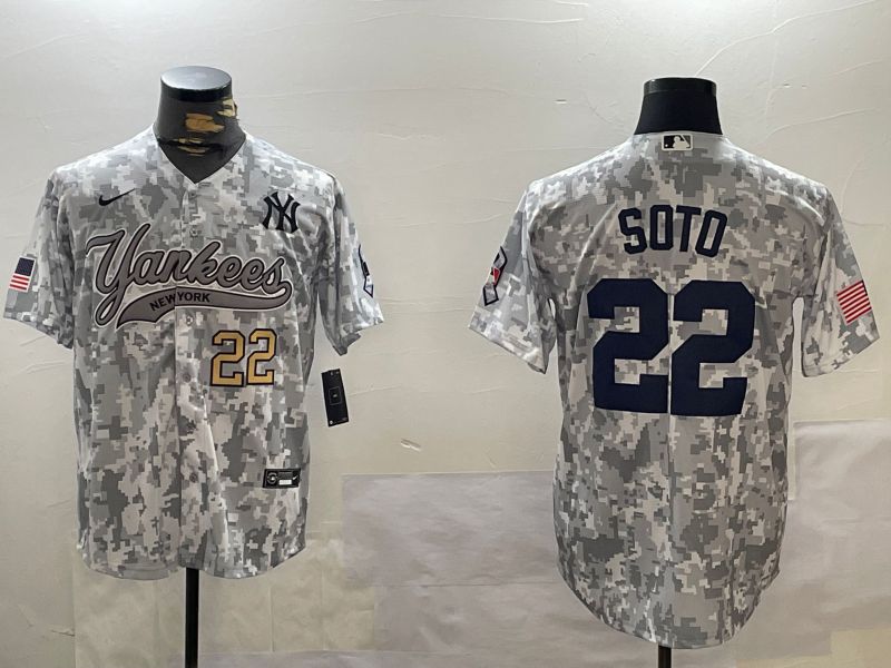 Men New York Yankees #22 Soto Camo Joint Name 2024 Nike MLB Jersey style 2